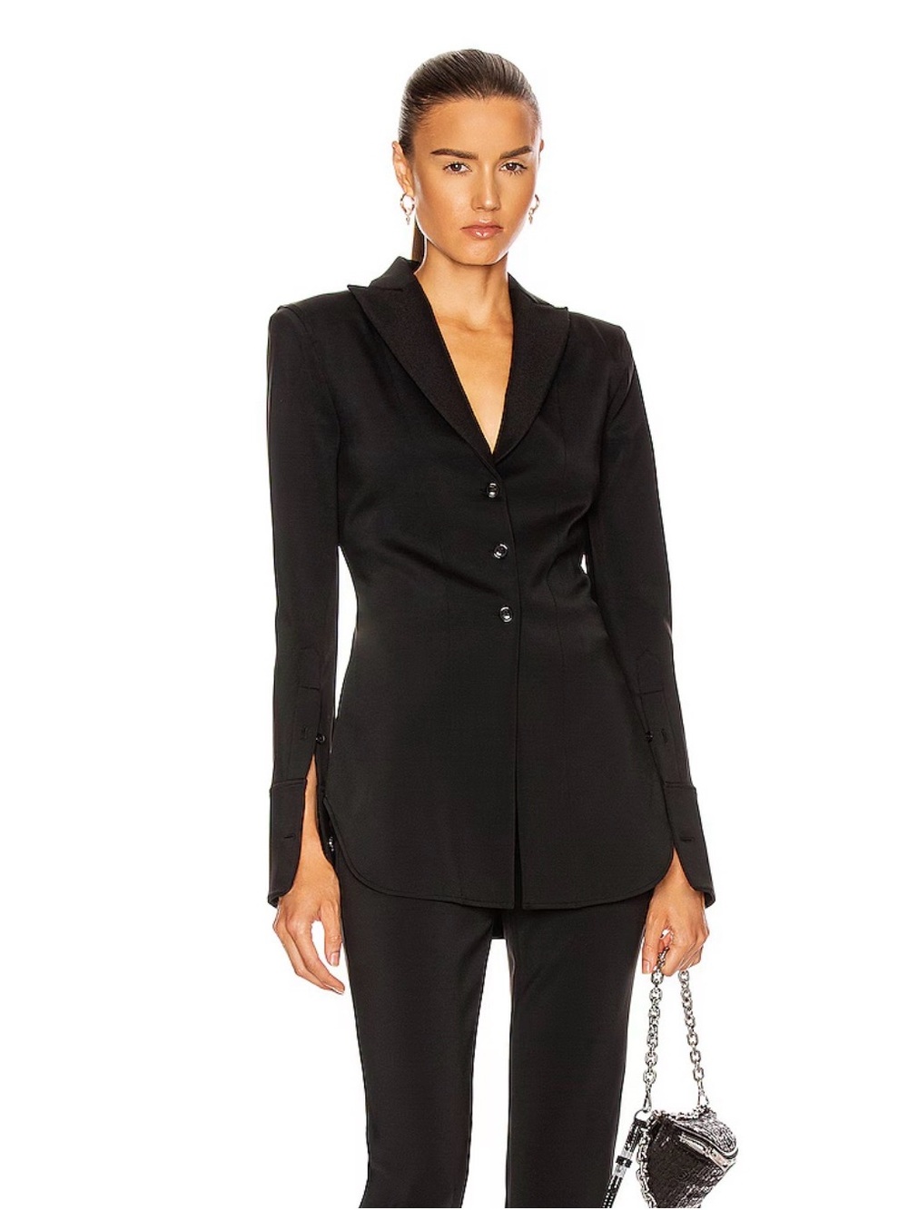 Alexander Wang ,fitter shirt , Black Tailored Longline Blazer Jacket - Women's